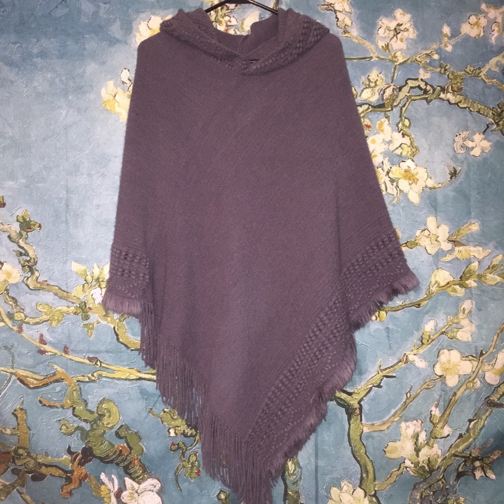 charcoal fuzzy poncho